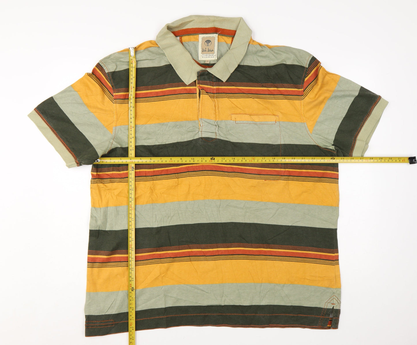 Fat Face Men's Multicoloured Striped Cotton Polo Shirt XL