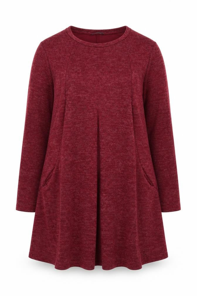 Roman Women Burgundy Long Sleeve A-Line Dress Size 26/28 Polyester Blend