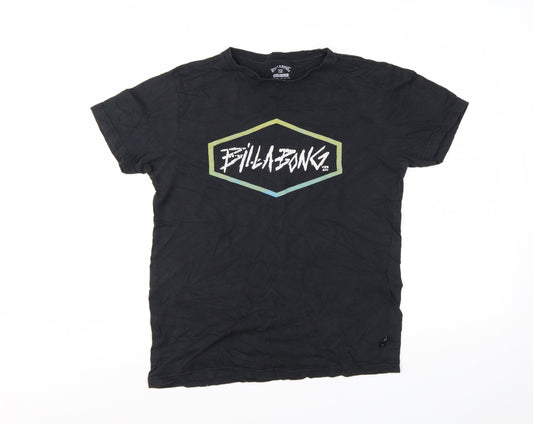 Billabong Boys Black Cotton Logo Graphic Short Sleeve T-Shirt Size 14 Years