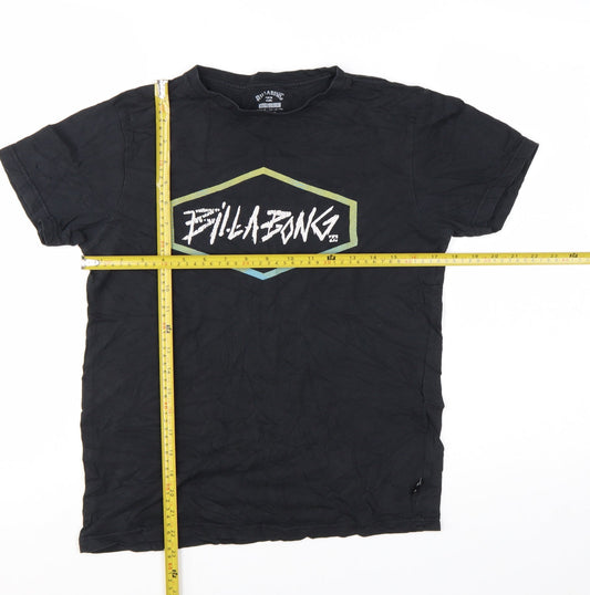 Billabong Boys Black Cotton Logo Graphic Short Sleeve T-Shirt Size 14 Years