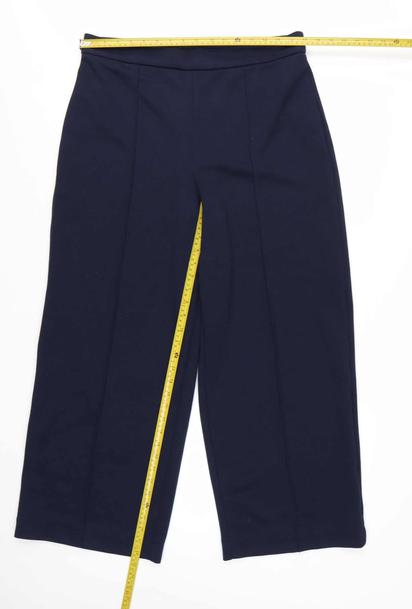 Marks and Spencer Women's Blue Wide-Leg Cropped Trousers Size 16