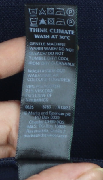 Marks and Spencer Women's Blue Wide-Leg Cropped Trousers Size 16