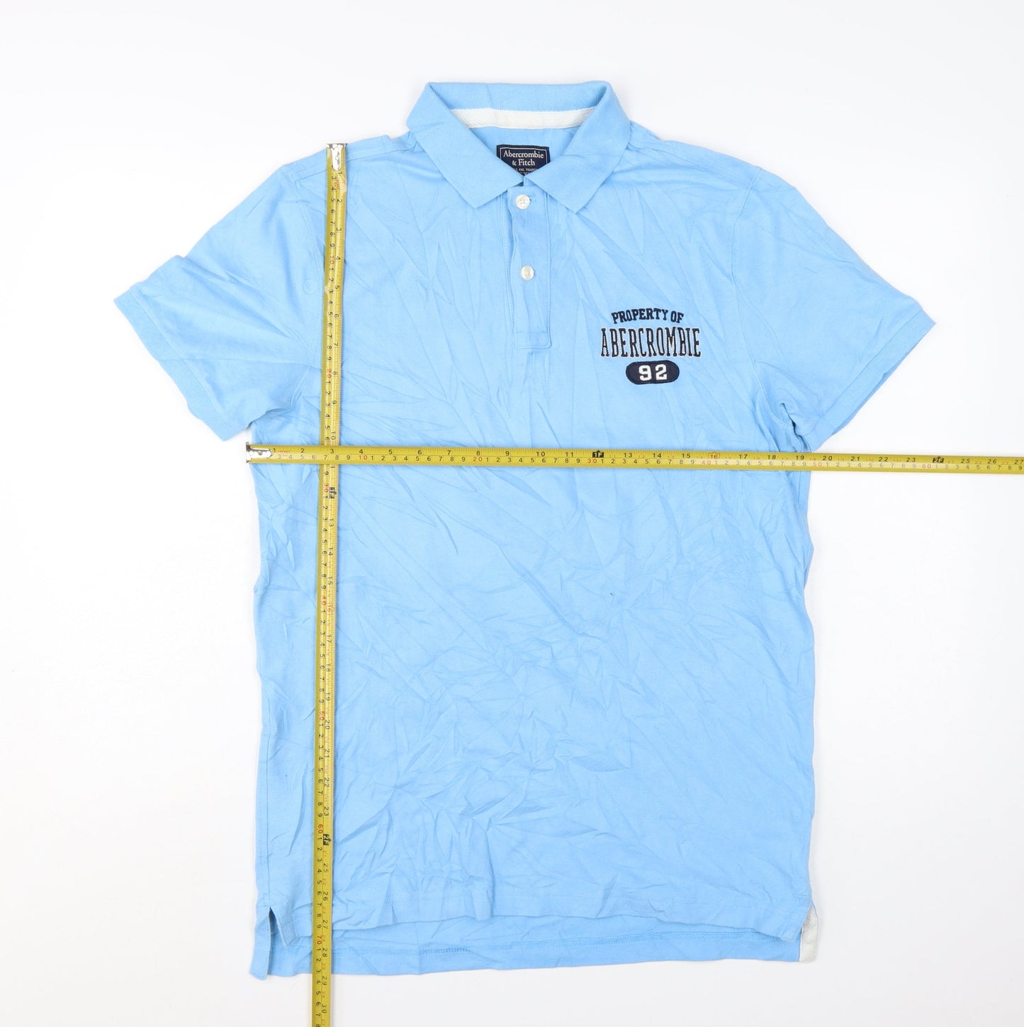 Abercrombie & Fitch Men's Blue Slim Fit Cotton Polo Shirt M