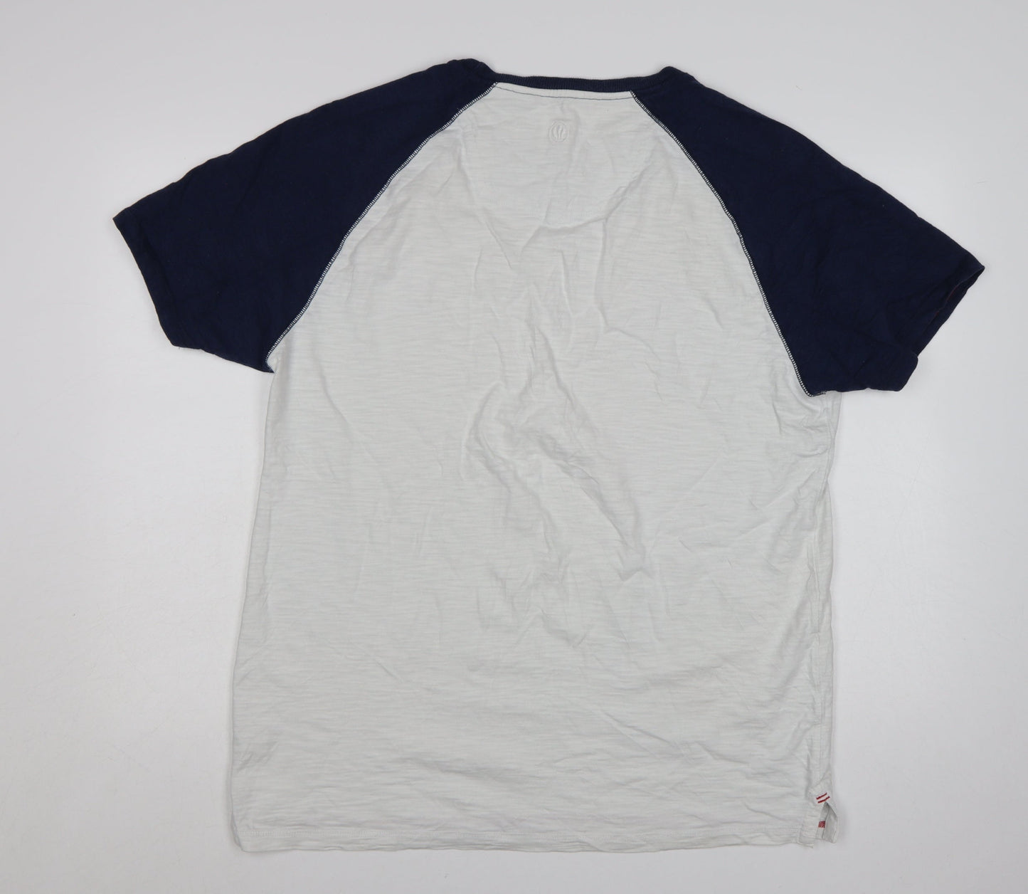 Fat Face Men's White Navy Colourblock Crew Neck Cotton T-Shirt XL
