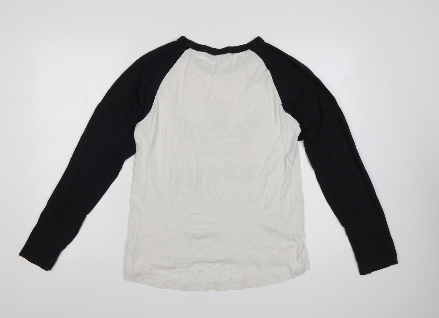 Adidas Men's Black & White Long Sleeve Cotton Crew Neck T-Shirt Size S