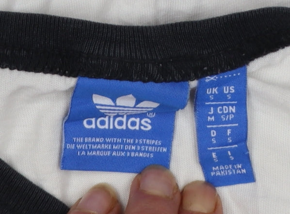 Adidas Men's Black & White Long Sleeve Cotton Crew Neck T-Shirt Size S