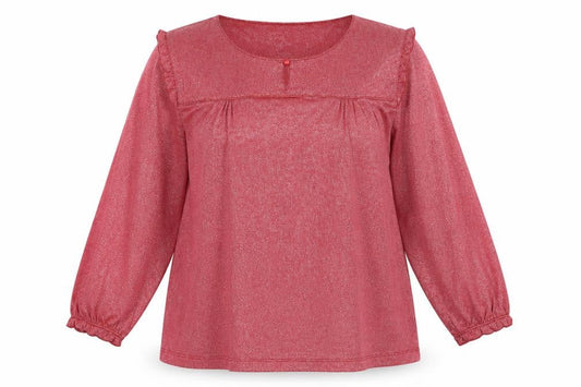 Lee Cooper Women's Red Tunic Blouse M 3/4 Sleeve Stretch Top