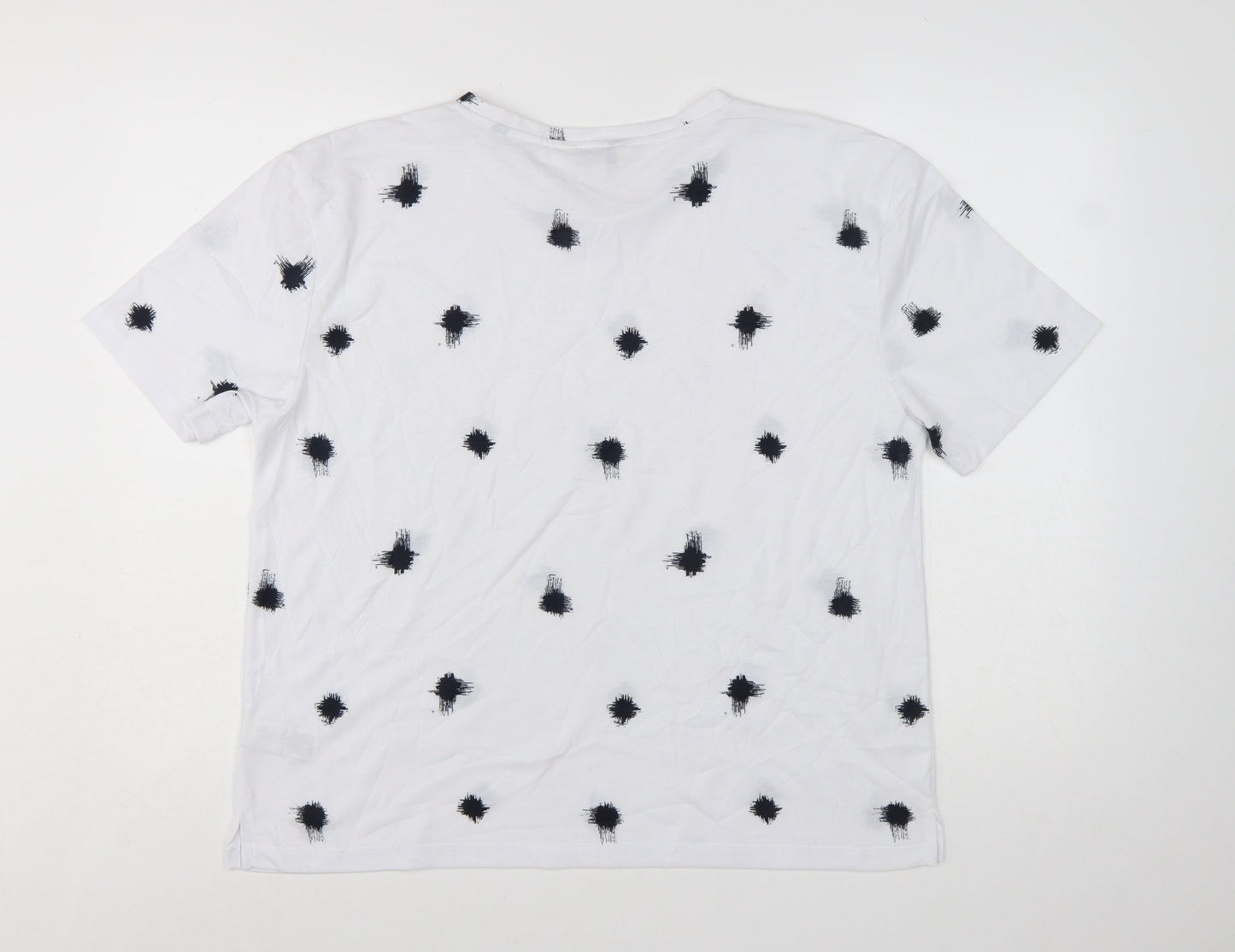 Marks and Spencer Womens White Spot Print Basic T-Shirt Size 14