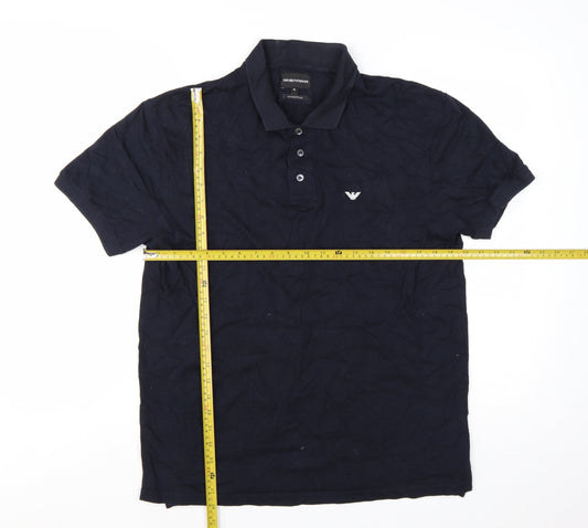 Emporio Armani Men's Blue XL Essential Logo Cotton Polo Shirt