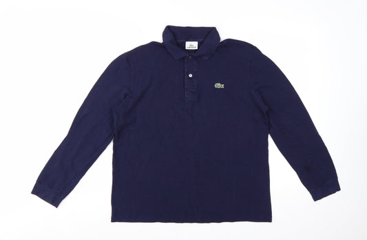 Lacoste Men's Blue Long Sleeve Cotton Polo Shirt Size M