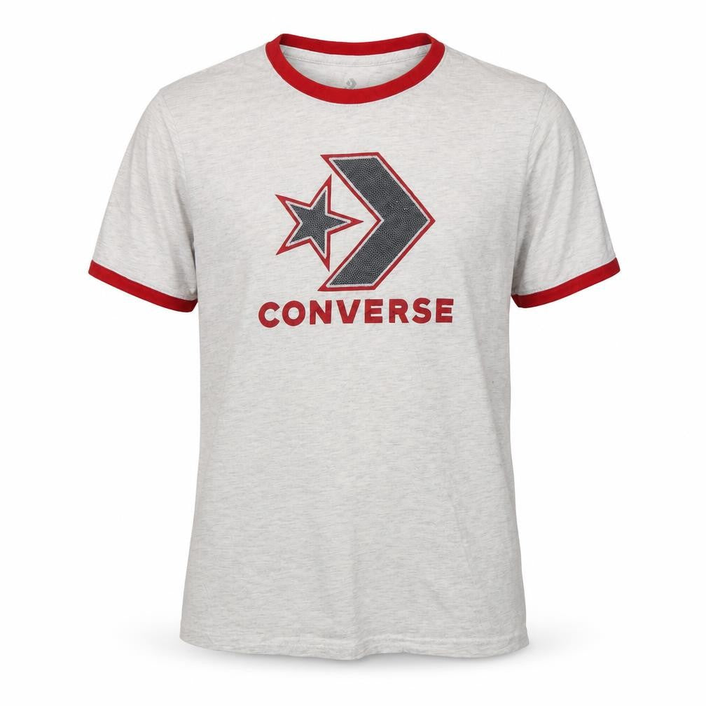 Converse Boys Grey Red Ringer Logo T-Shirt XL 13-15 Years
