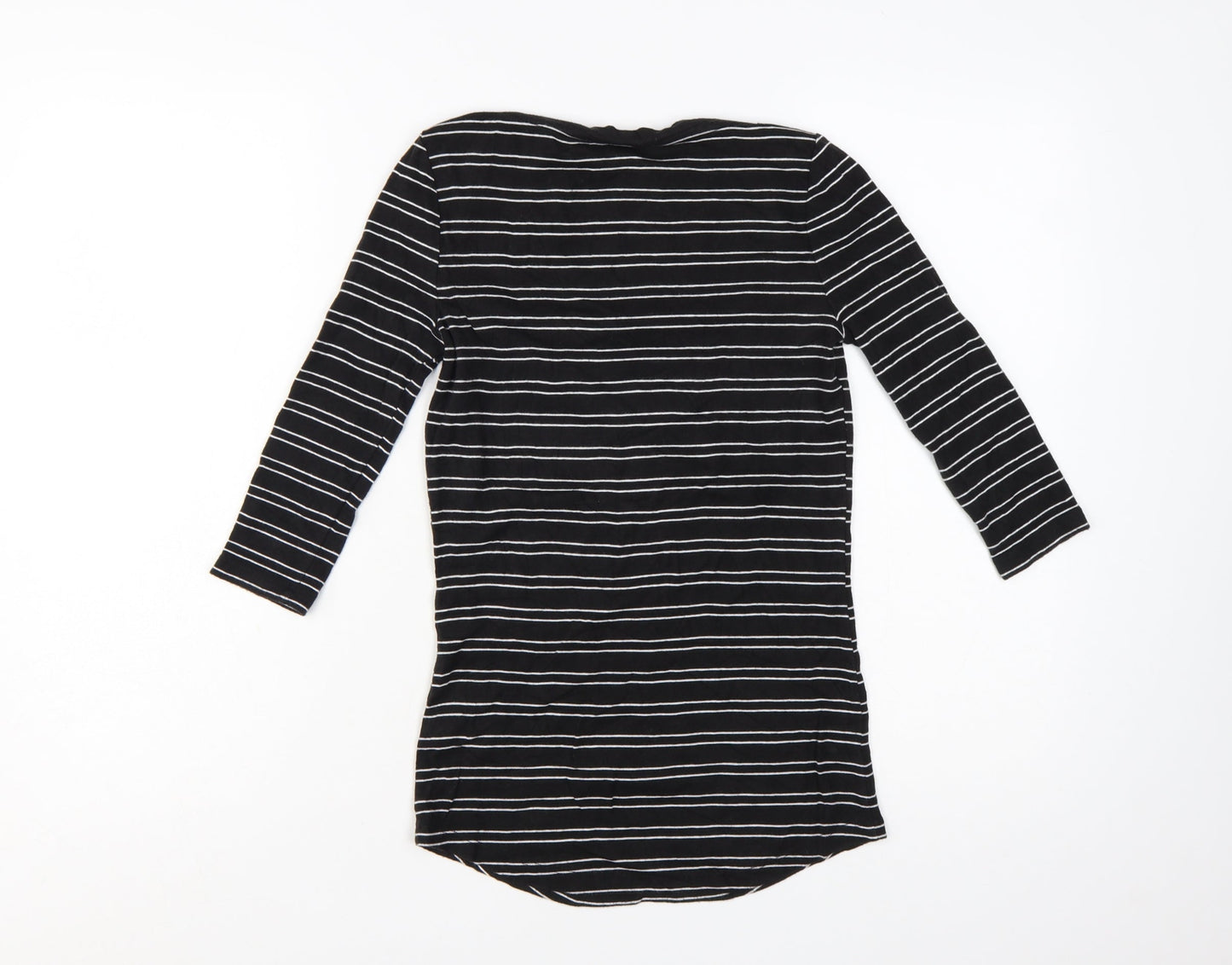Arabella & Addison Womens Black Striped Boat Neck 3/4 Sleeve Jersey Top Size 10