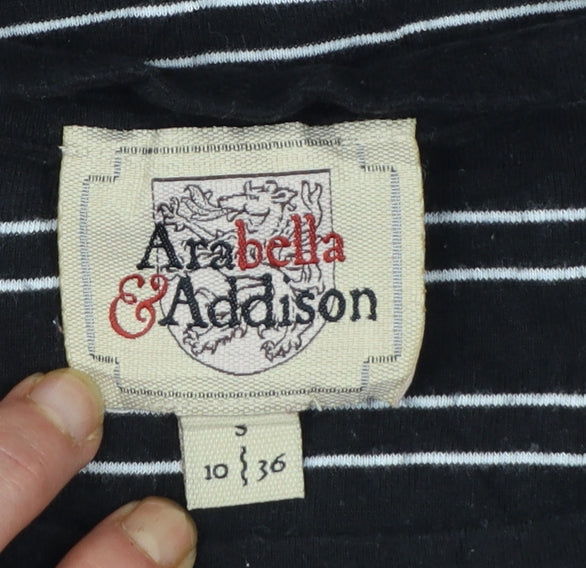 Arabella & Addison Womens Black Striped Boat Neck 3/4 Sleeve Jersey Top Size 10