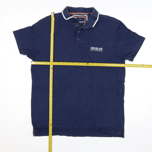 SoulCal & Co Men's Blue Polo Shirt Size M Casual Cotton