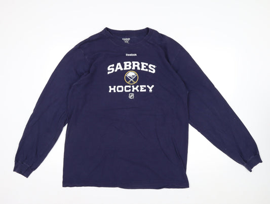 Reebok Men Blue XL Long Sleeve Sabres Hockey Cotton Top