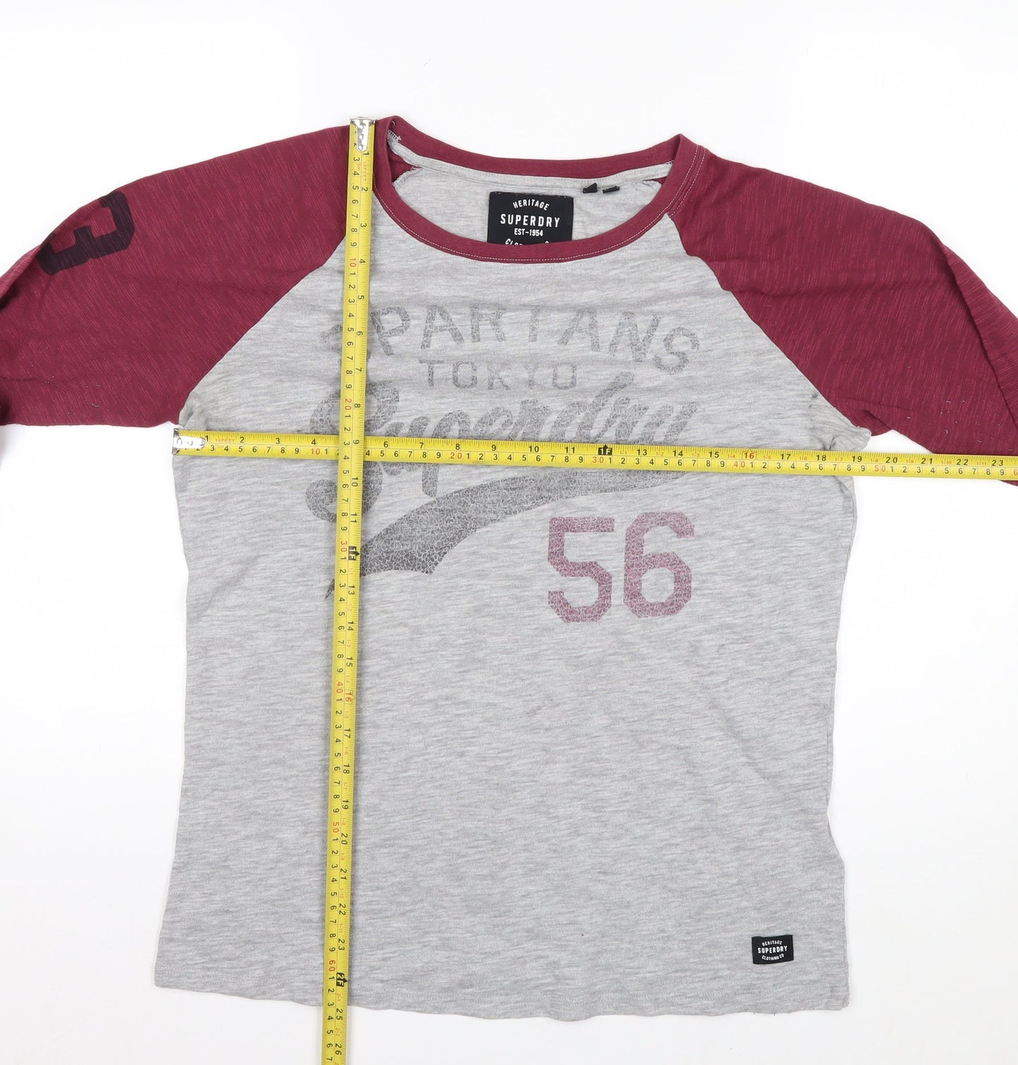 Superdry Women's Grey Long Sleeve Raglan T-Shirt Size 12