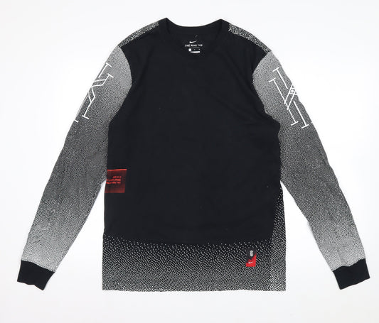 Nike Men's Black Long Sleeve Dri-Fit Graphic Casual Shirt Size M