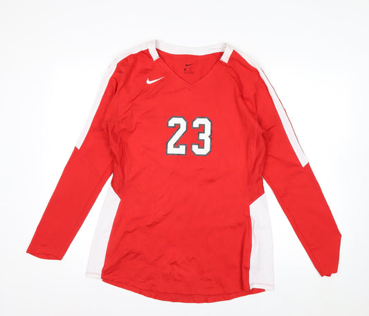Nike Women's Red Long Sleeve Volleyball Jersey Top Size L