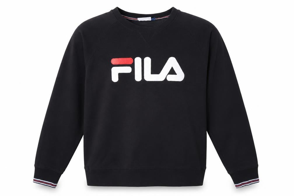 Fila Men’s Black Crew Neck Logo Pullover Sweatshirt Size S