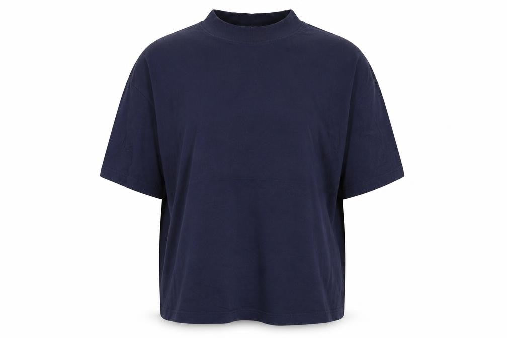 COS Women's Blue Relaxed Fit Mock Neck Cotton T-Shirt Size S