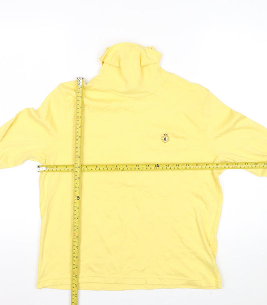 Ralph Lauren Women’s Yellow Cotton Roll Neck Long Sleeve Petite Top
