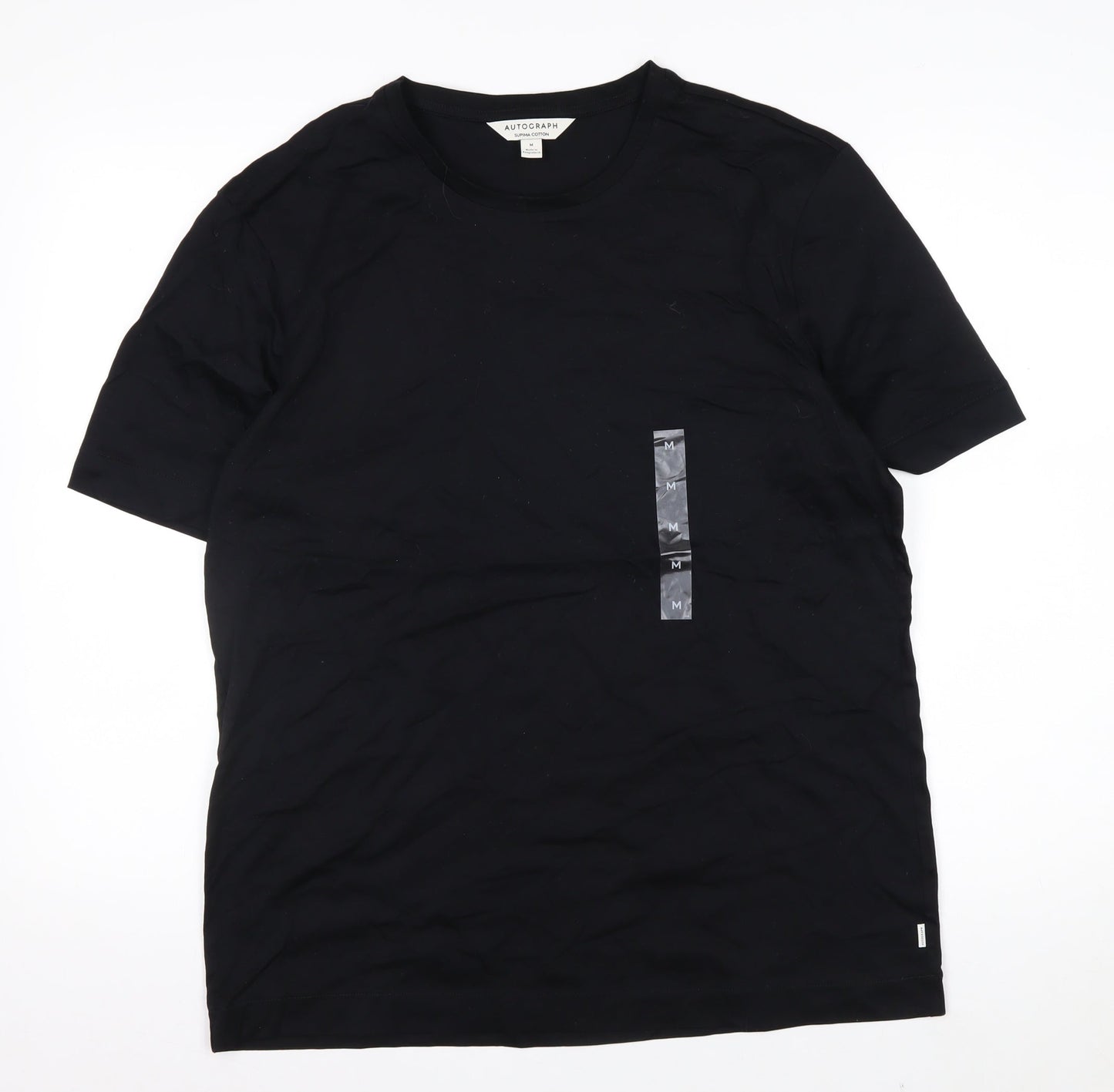 Marks and Spencer Autograph Men's Black Supima Cotton Crew Neck T-Shirt M