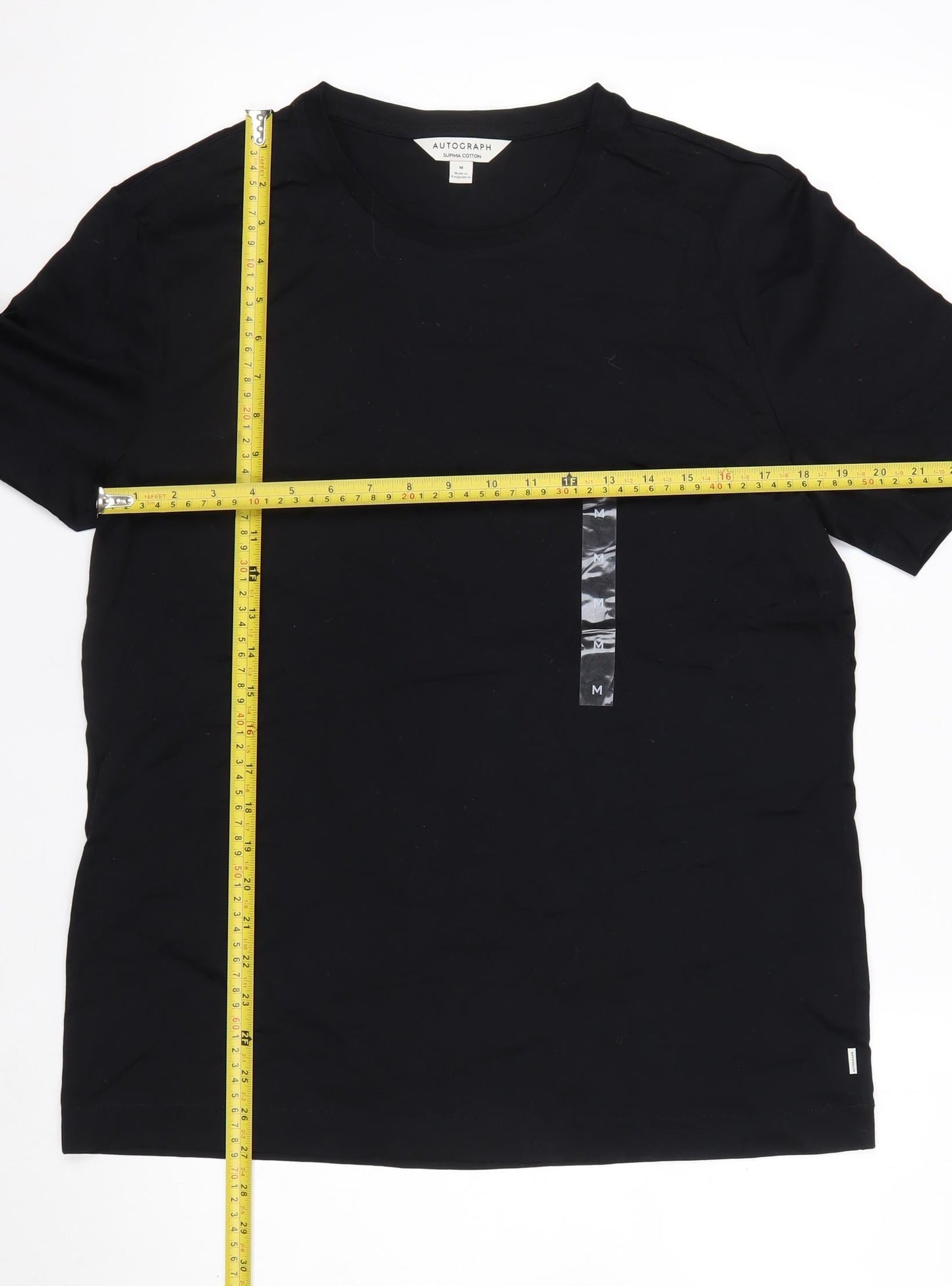 Marks and Spencer Autograph Men's Black Supima Cotton Crew Neck T-Shirt M