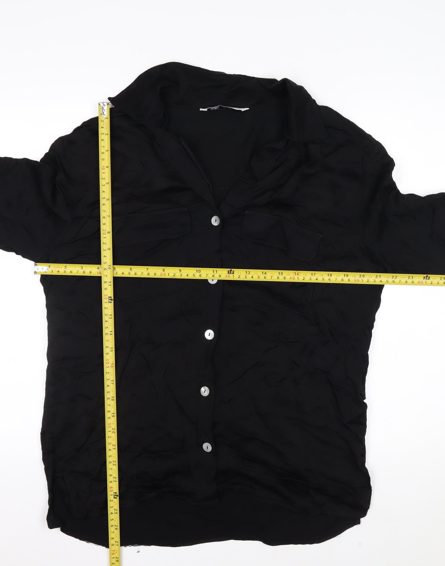 Zara Men's Black Short Sleeve Button-Up Shirt Size L Viscose Casual