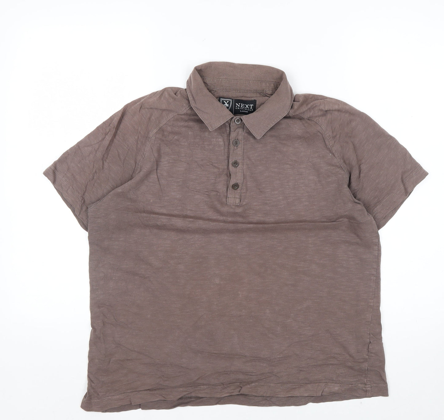 Next Originals Men's Brown Short Sleeve Polo Shirt Size L