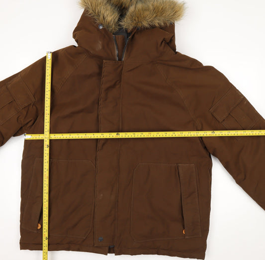 Timberland Men's Brown Waterproof Parka Jacket L Hooded Outdoor