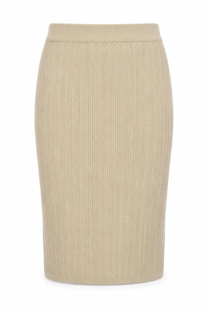 Marks & Spencer Women Beige Wool Knit Pencil Skirt Size 14