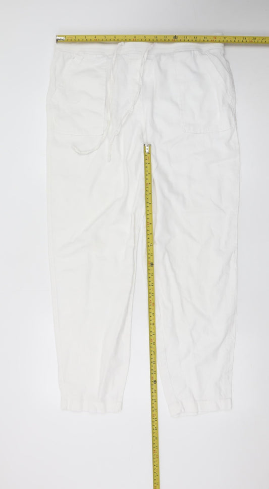Marks and Spencer Women’s White Linen Blend Jogger Trousers Size 16