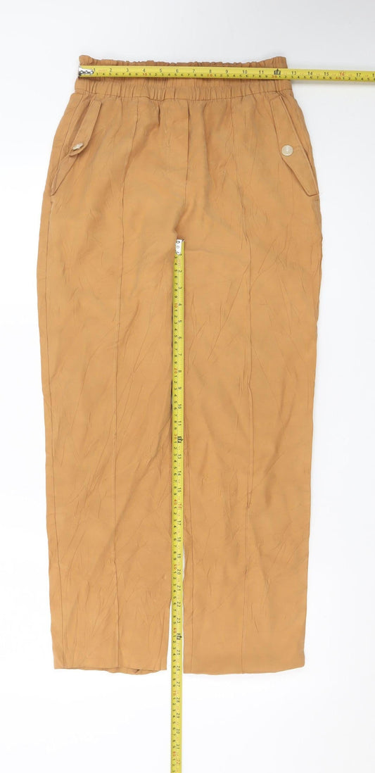 Next Women’s Beige Viscose Blend Trousers Size 8R Elastic Waist