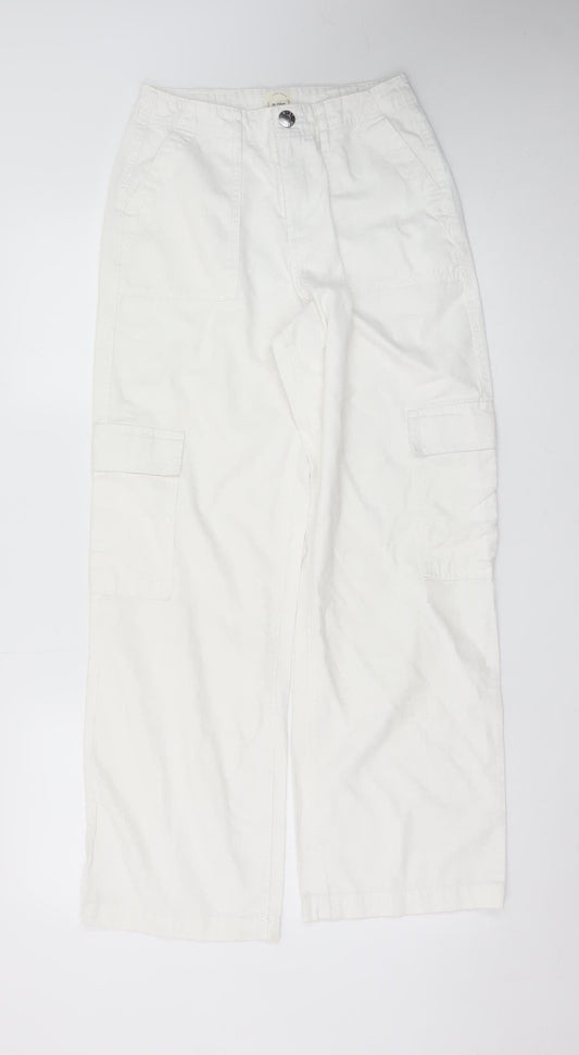 River Island Women’s White Cotton Cargo Trousers Size 6R