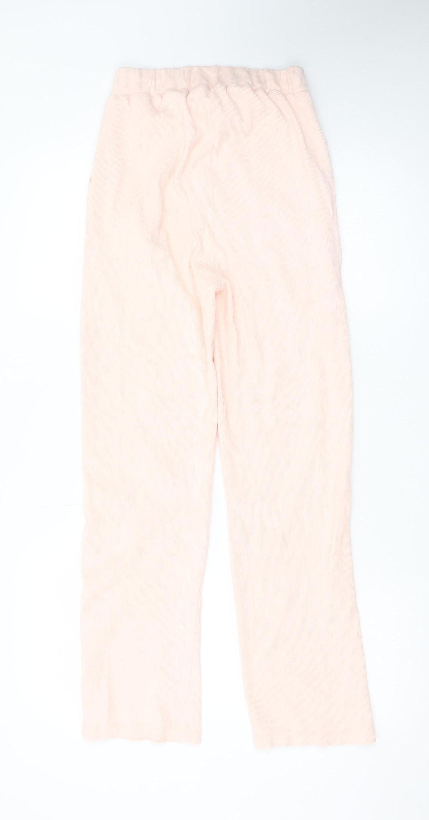Boohoo Women’s Pink Linen Blend Wide-Leg Elastic Waist Trousers UK 10