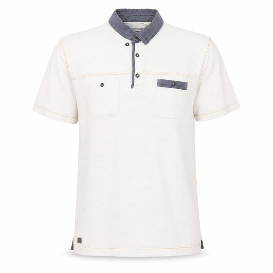 Next Men Beige Short Sleeve Polo Shirt L 100% Cotton Button Pockets