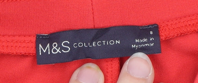 Marks and Spencer Women Red Jogger Trousers Size 8 Wide-Leg Stripe
