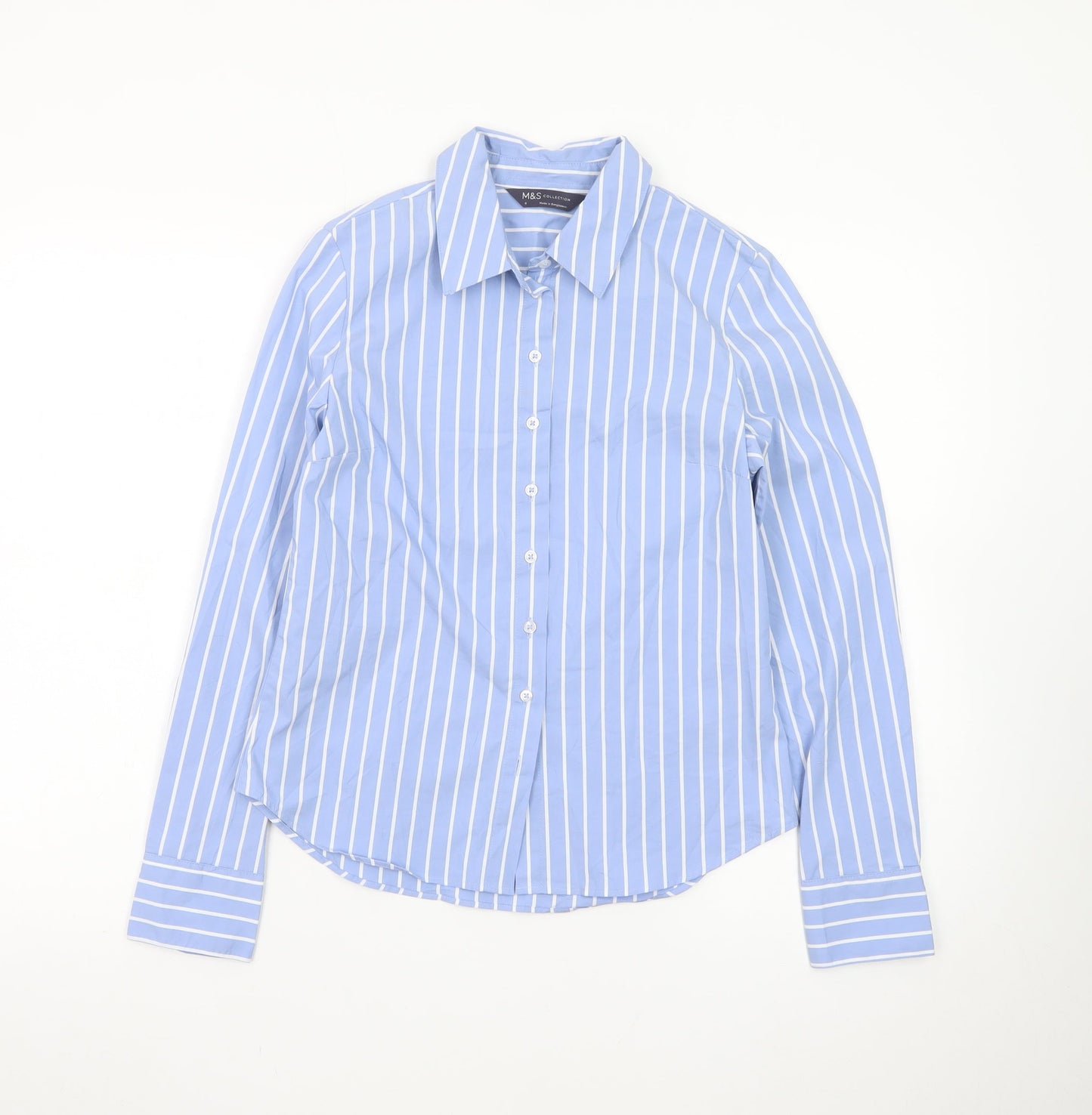 Marks and Spencer Women’s Blue Striped Button-Up Shirt Size 6