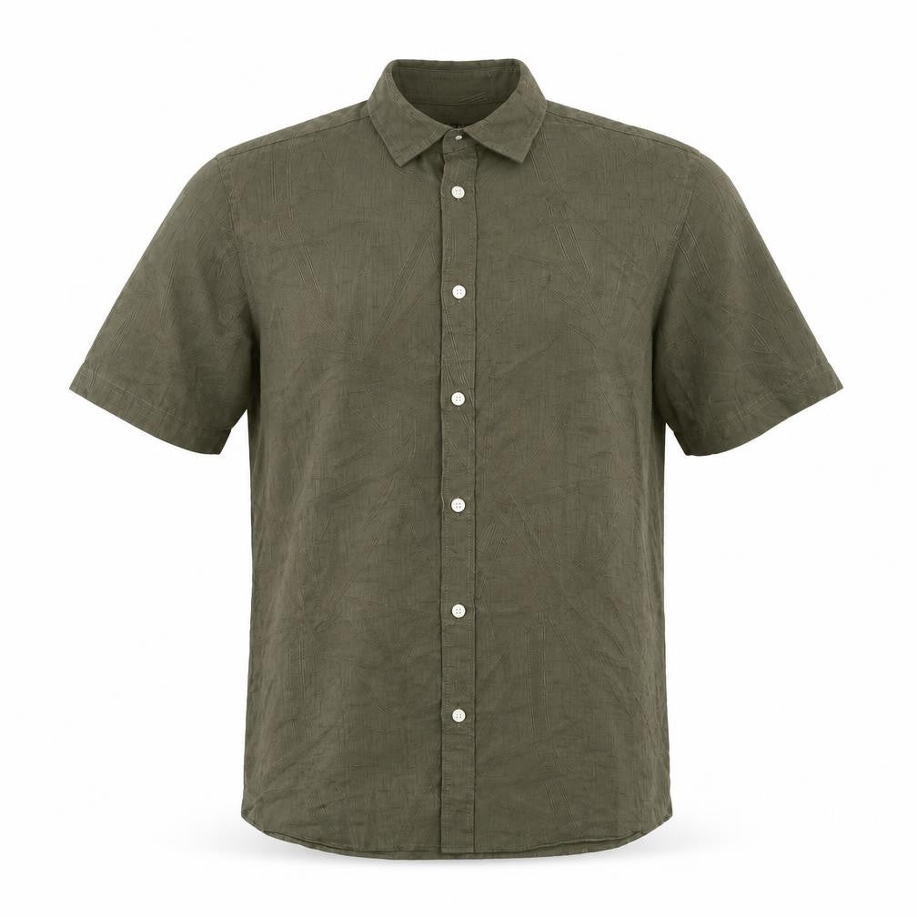 Marks and Spencer Men's Green Relaxed Fit Short Sleeve Button-Up Shirt S