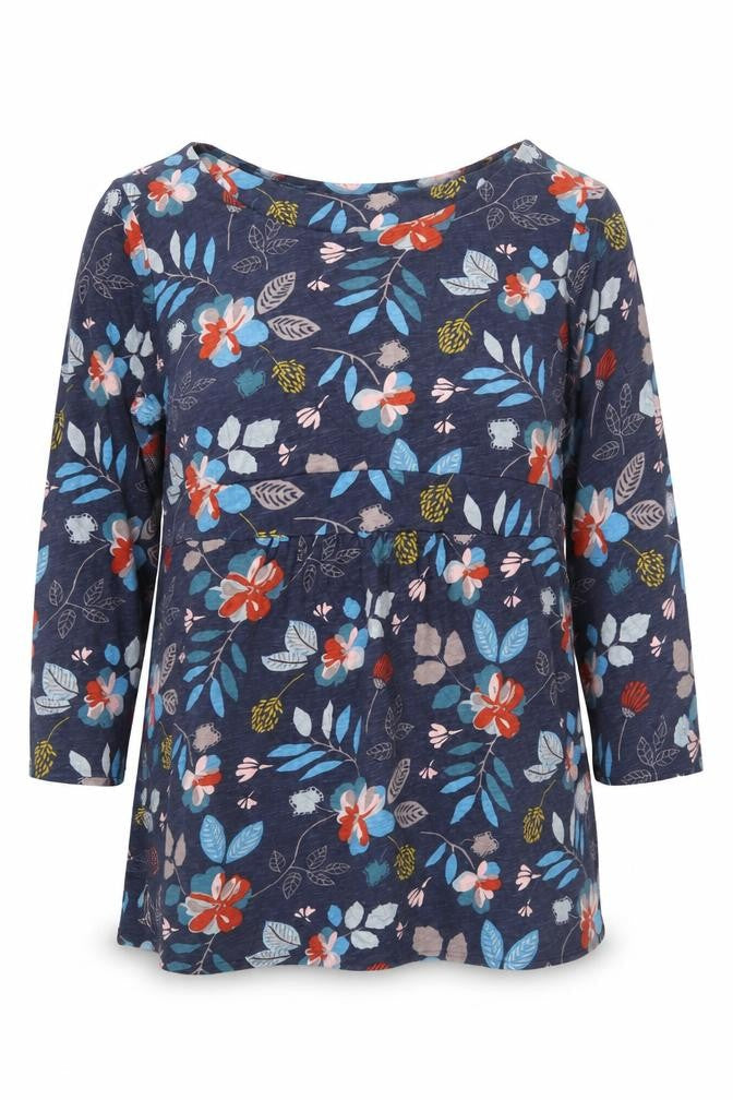 Lily Originals Women's Blue Floral Tunic Blouse Size 16