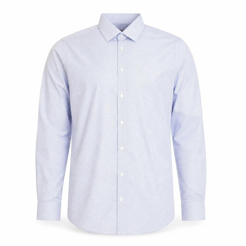 Marks & Spencer Men’s Blue Slim Fit Long Sleeve Check Shirt 15.5”