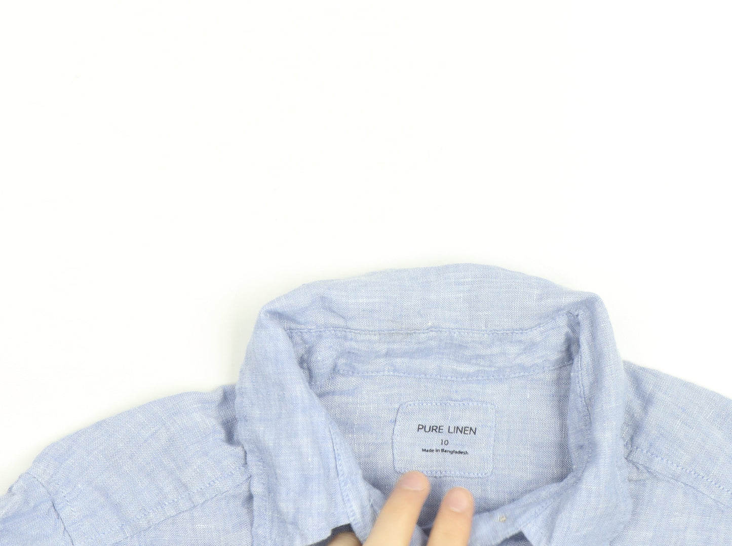 Marks and Spencer Women's Blue Linen Long Sleeve Button-Up Shirt Size 10