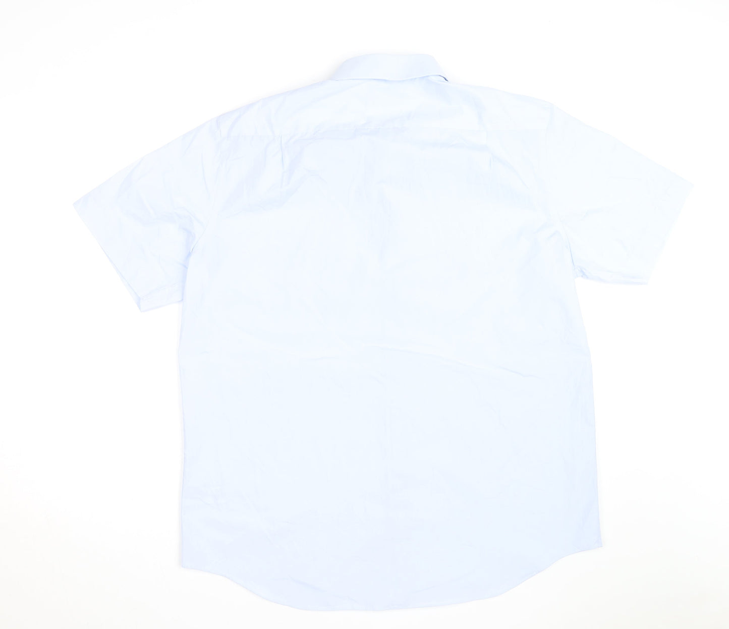 Marks and Spencer Men's Blue Regular Fit Short Sleeve Shirt Size 17