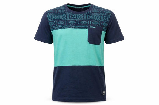 Lee Cooper Men's Blue Aztec Print Short Sleeve Cotton T-Shirt Size S