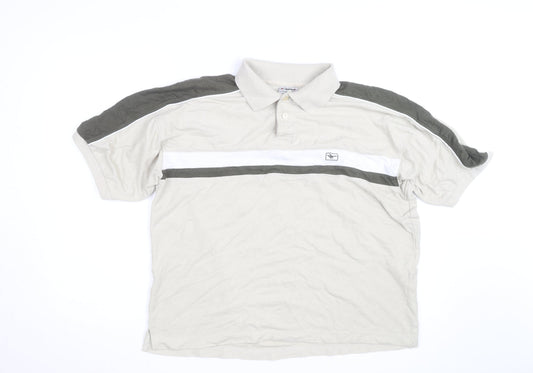 Gola Men’s Beige Colourblock Polo Shirt Size L Short Sleeve Cotton