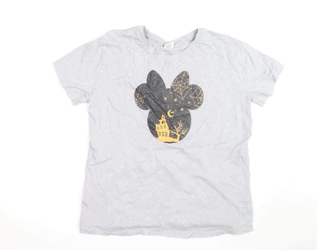 Disney Tu Women Grey Halloween Minnie Mouse Graphic T-Shirt Size 14