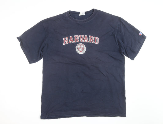 Champion Men's Blue Harvard University Graphic T-Shirt XL