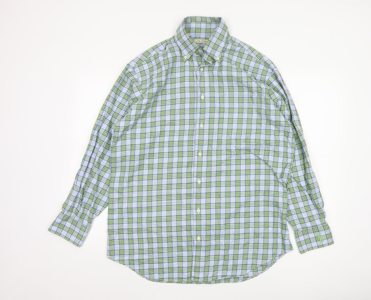 Peter Millar Men's Green Plaid Button-Down Shirt Size M Regular Fit