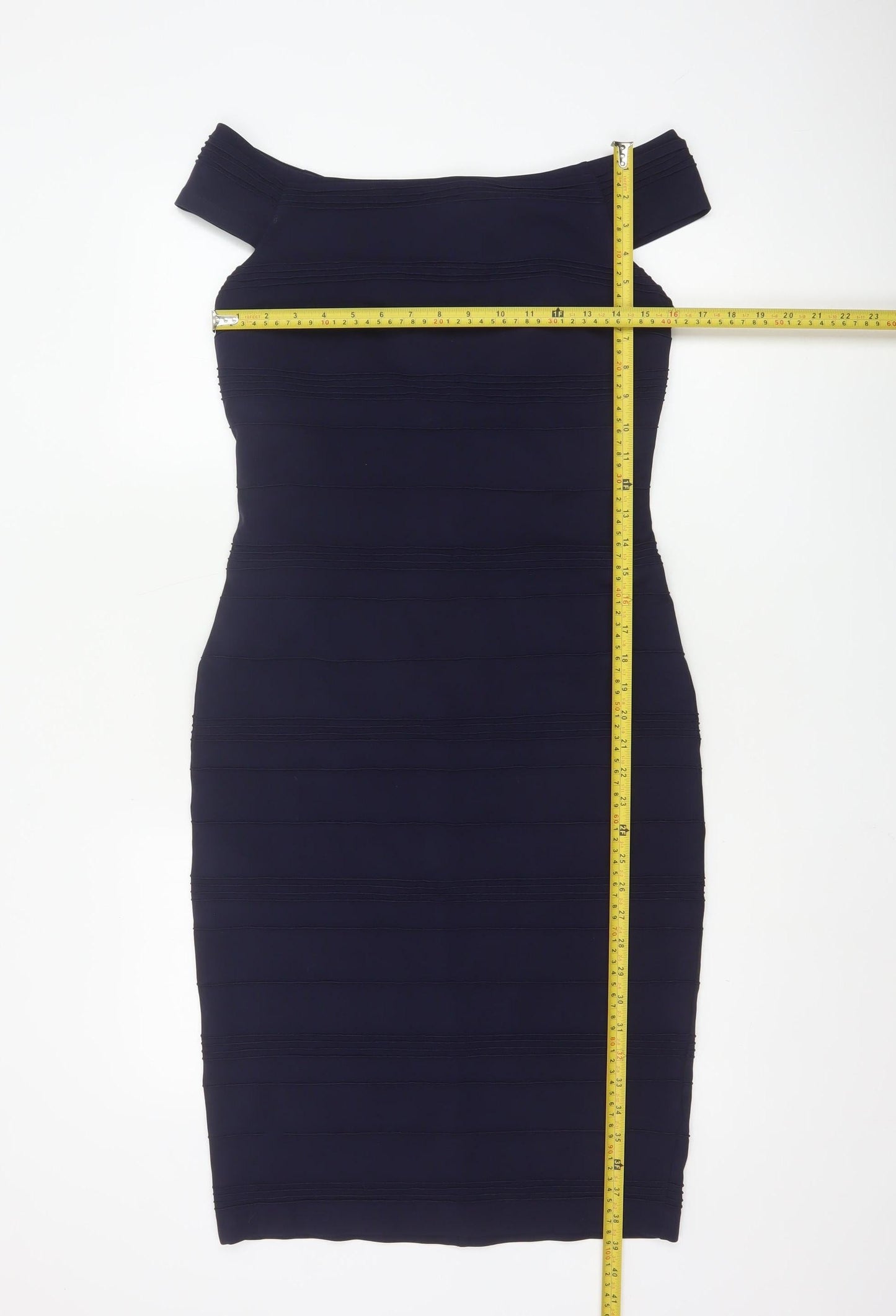 Ted Baker Women's Blue Off Shoulder Bodycon Knee Length Dress Size 12