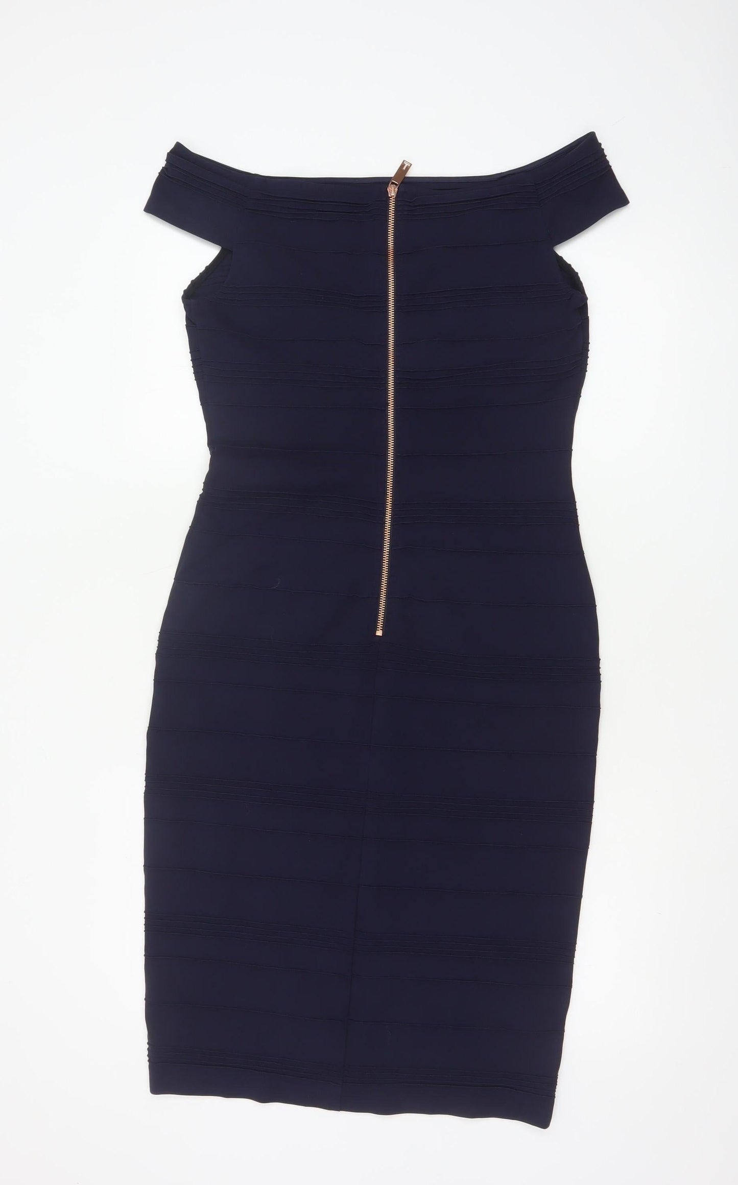 Ted Baker Women's Blue Off Shoulder Bodycon Knee Length Dress Size 12